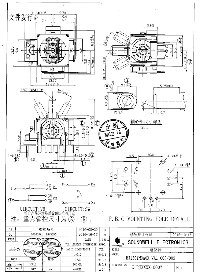 RJ13單聯(lián)搖桿電位器規(guī)格書(shū)